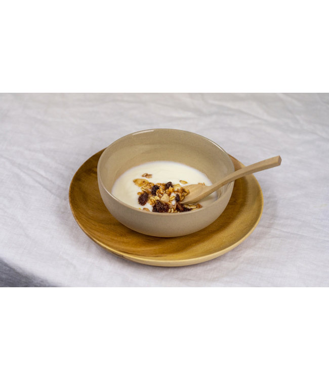 Wooden plate natural 33 cm flat Kinta