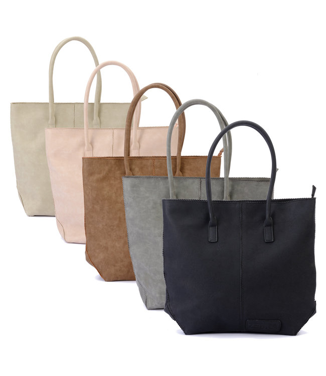 Natural shopper pink suedine with zipper W 45 x H 35cm