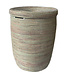 Teranga Rieten mand platte deksel wit - Large H47 / D41 cm