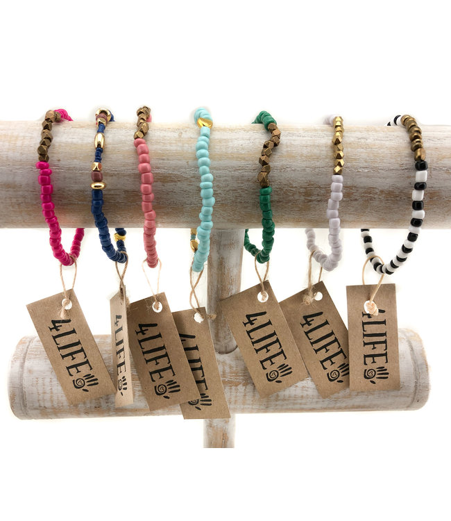 Armbandje 4Life - blauw-roze-goud
