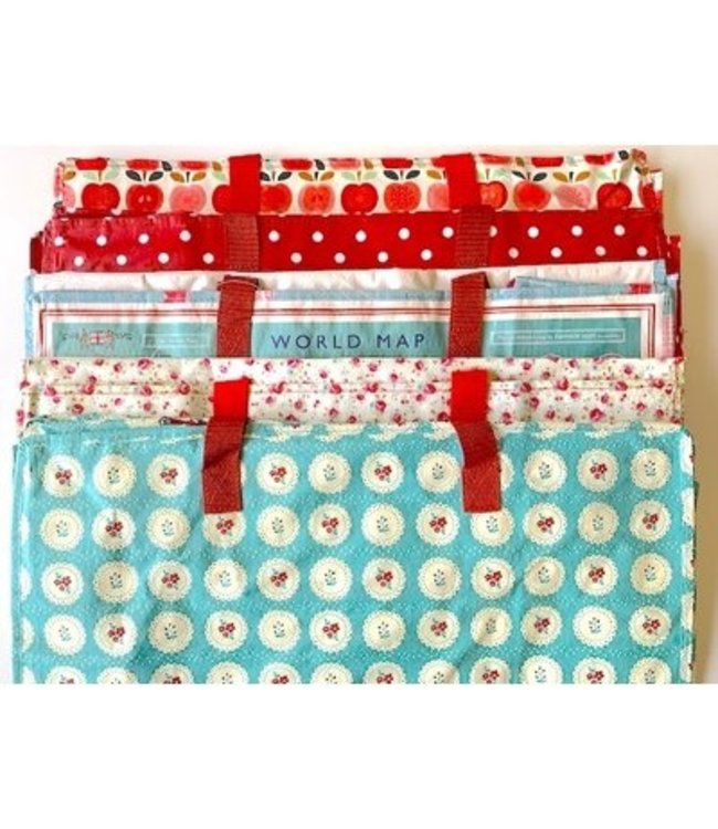 Grote opbergtas XL blauwgroen BLOEMEN gerecycled plastic 55cm