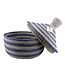 Teranga Straw tajine - storage basket with lid dark blue-white