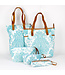 Beach bag cotton white - aqua Paisley