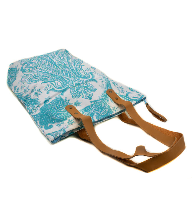Tas katoen wit - turquoise Paisley