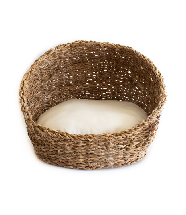 Straw cat basket with pillow 35cm