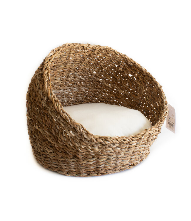 Straw cat basket with pillow 35x30cm