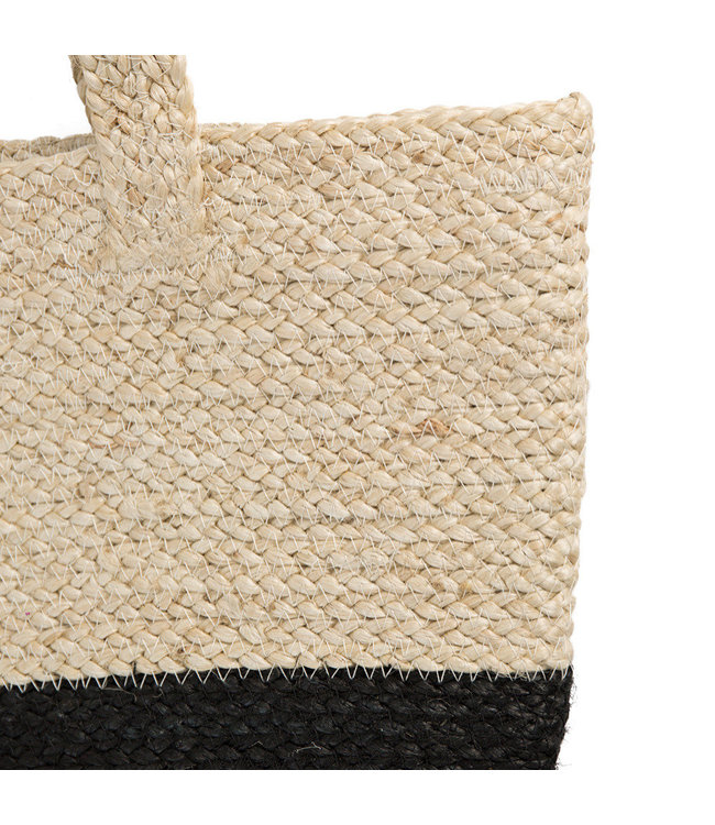 Jute shopping bag black and natural - W50xH35 cm