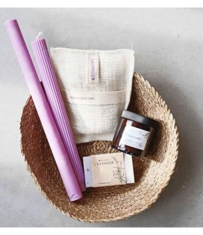 Rond mandje hogla en wit draad D25xH7 cm