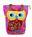 Beach bag cotton Owl fuchsia