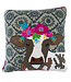 Only Natural Pillow Square Cow retro design khaki 45cm