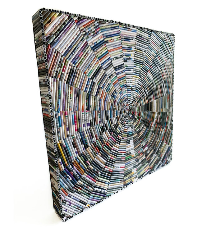 Wanddecoratie gerecycled papier 40x40x4cm