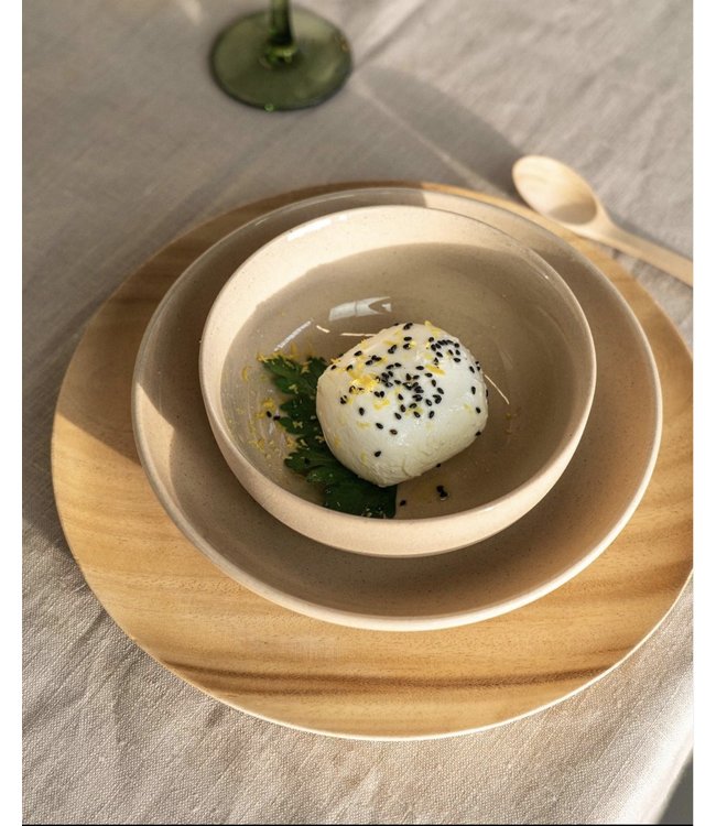 Houten bord 28 cm gebleekt rond