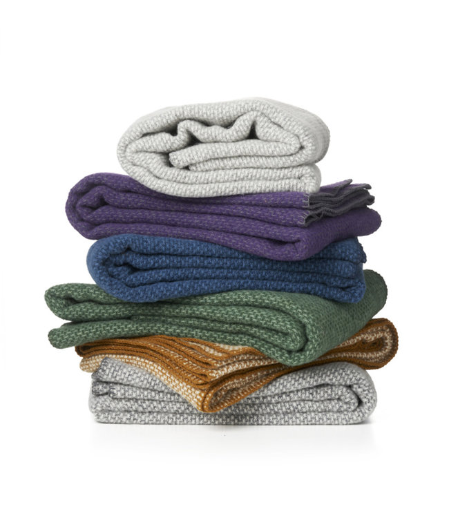 Plaid eco wool Domino sea blue 180x130 cm