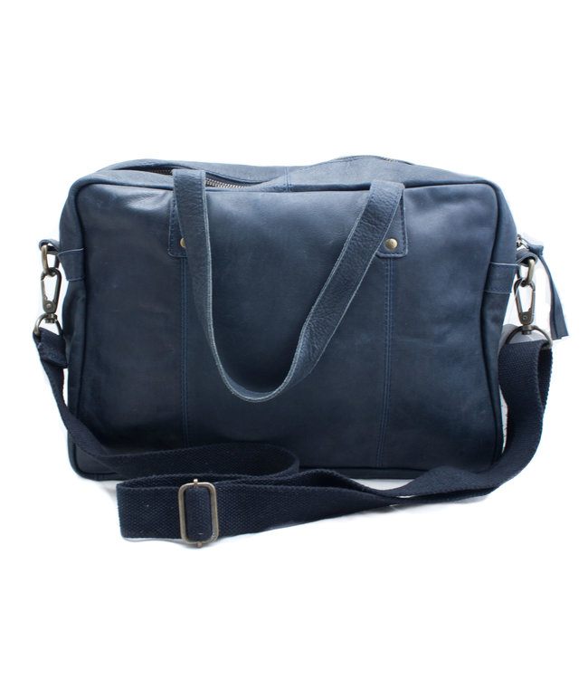 Blue leather bag with studs dark blue