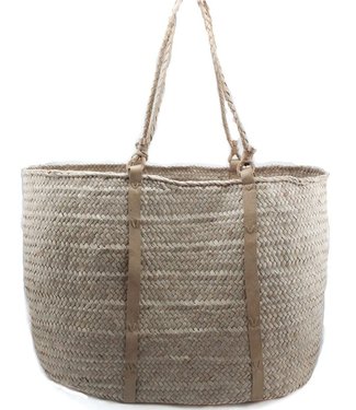 Tahoua Straw bag with beige leather Medium
