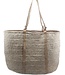 Straw bag with beige leather Medium