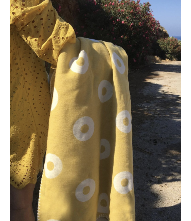 Plaid eco wool ringen yellow-ecru 180x130 cm