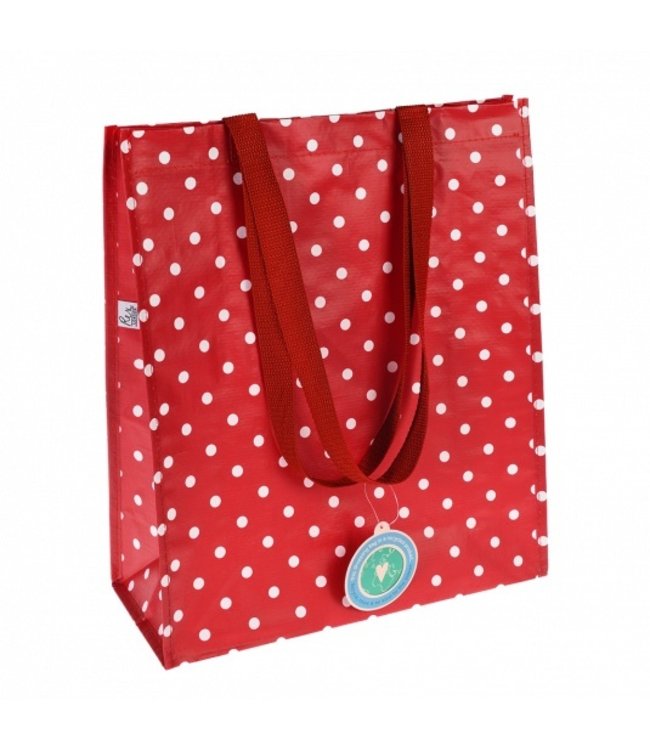Shopper 40x34 cm recycled plastic Red with white spots