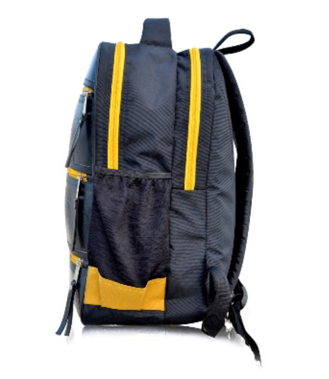 Rubber backpack H45xB33cm with yellow zippers