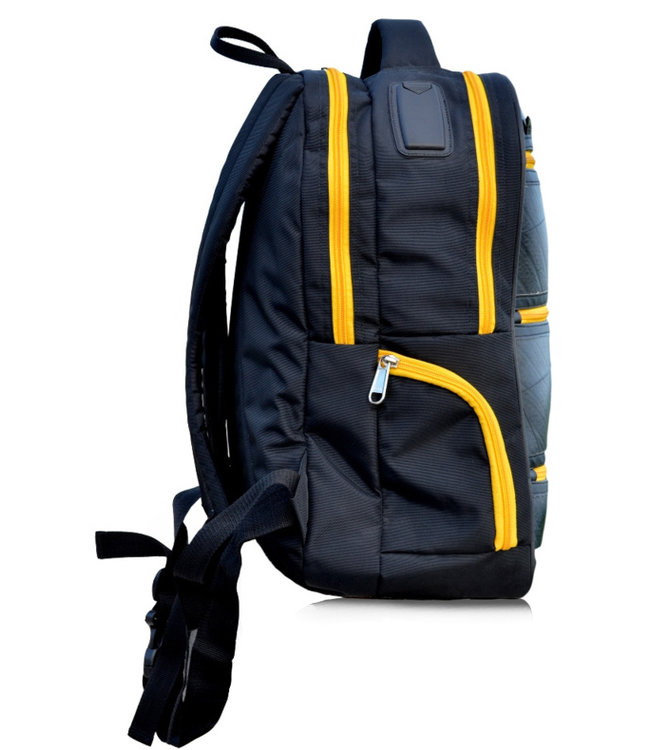 Rubber backpack H45xB33cm with yellow zippers