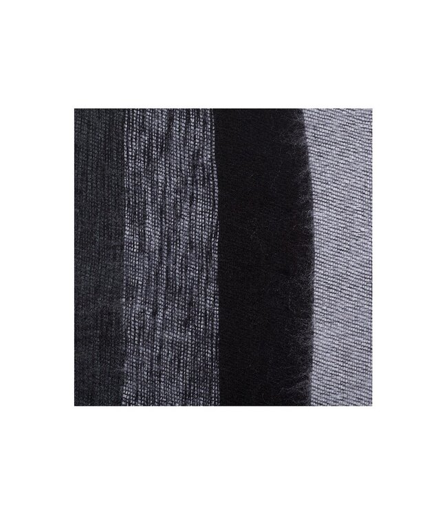 Sjaal katoen+acryl (wol-look) 180x80 cm zwart-grijs strepen
