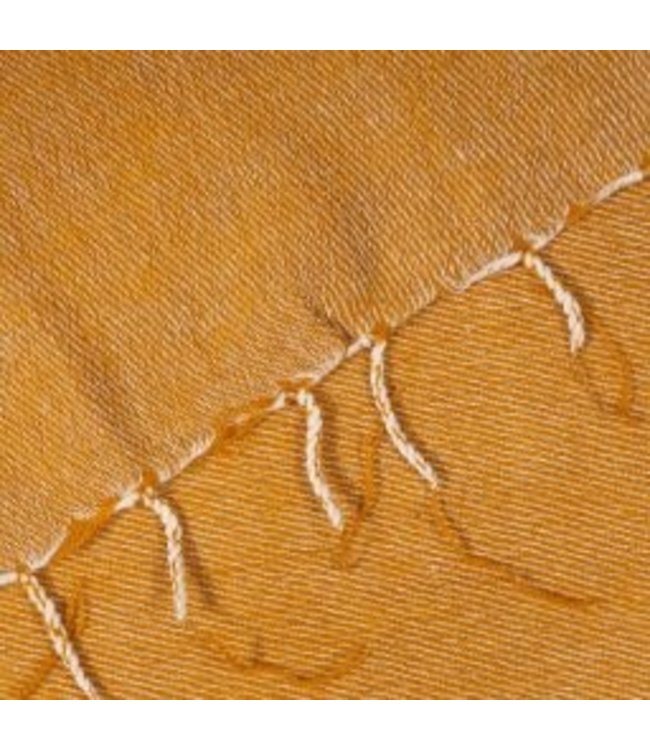 Sjaal katoen+acryl (wol-look) 180x80 cm mosterdgeel