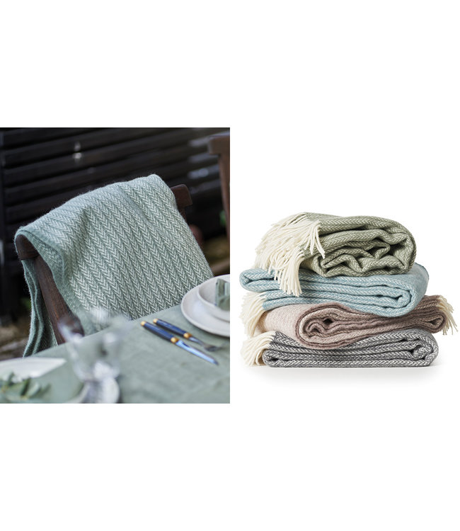 Plaid eco wool Otis green - ecru - 200x130 cm - Klippan