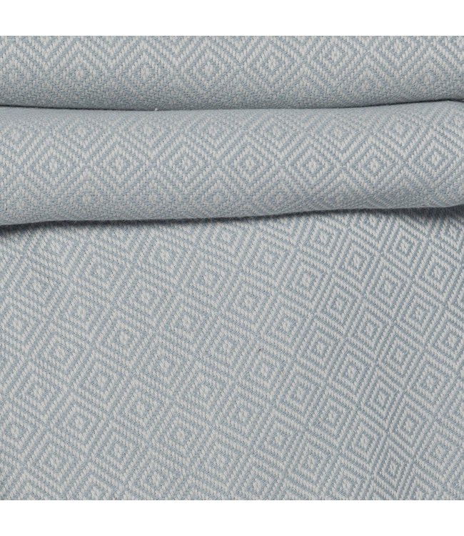 Plaid katoen Diamant 220 x 175 cm lichtblauw-wit