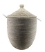 Straw basket with lid Large White - height 75 cm x diameter 50 cm