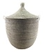 Teranga Rieten mand met deksel Medium - H55 x D40 cm wit