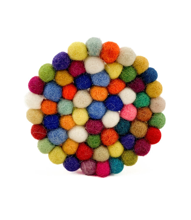 Felt coaster round 9 cm multicolour