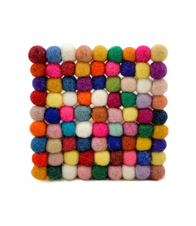 Felt coaster 10 cm square multicolour