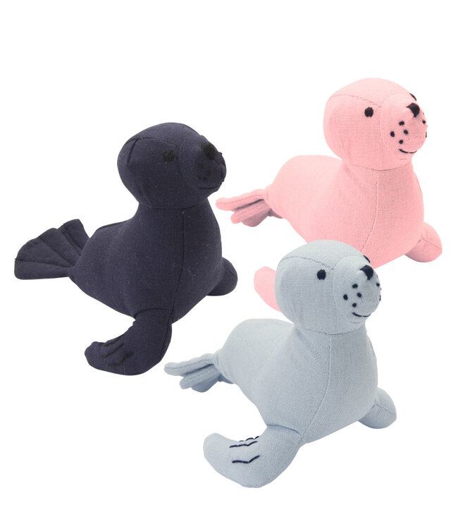 Cuddle seal pink linen 16x16cm