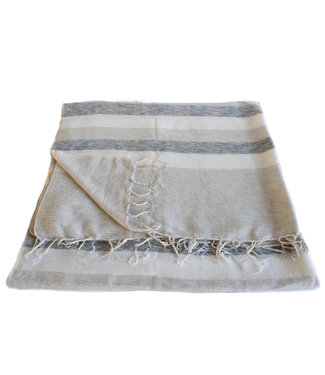 SjaalmetVerhaal Plaid 240x120 cm (wool-look) cream-grey striped