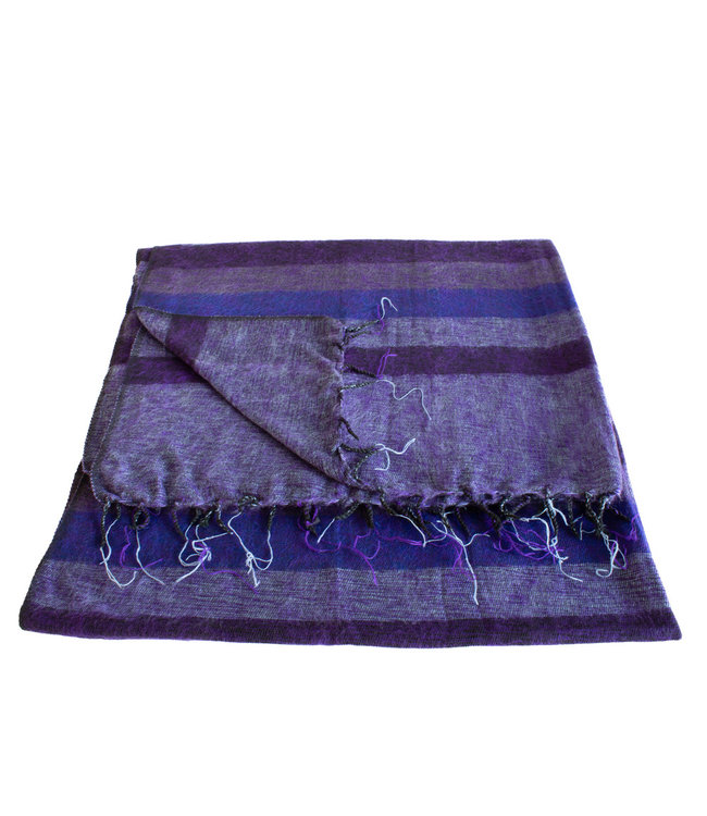 Plaid 240x120 cm (wool-look) purple-lilac stripes