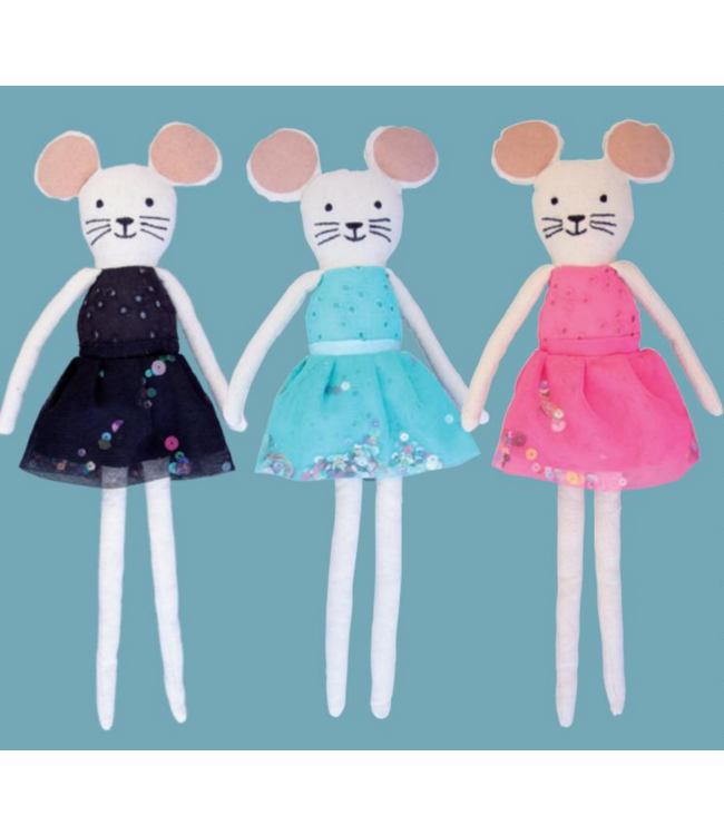 Knuffel Lola de Muis zwart jurkje - lengte 30cm