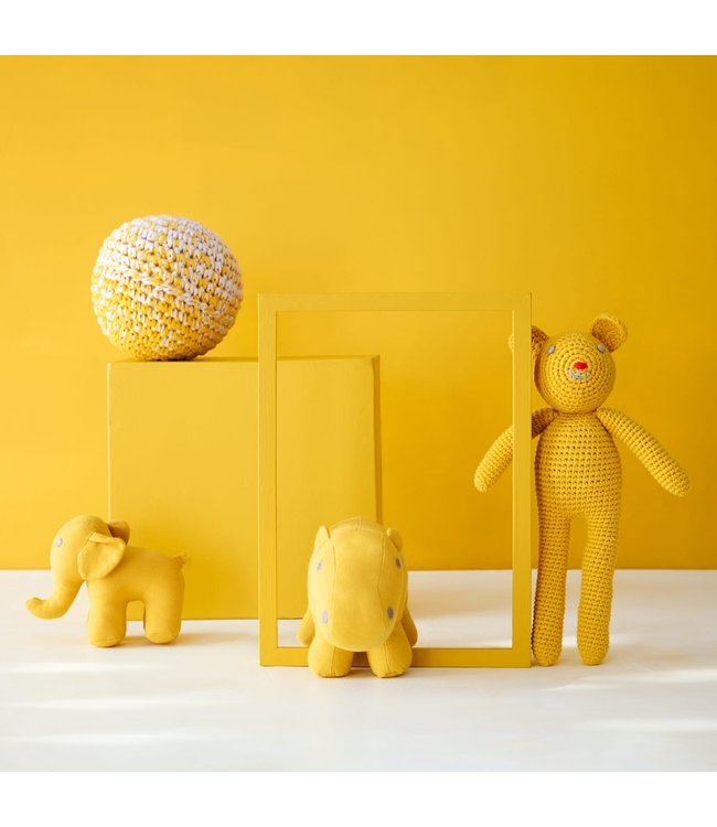 Beer Bobby gehaakt geel - biologisch katoen 30 cm