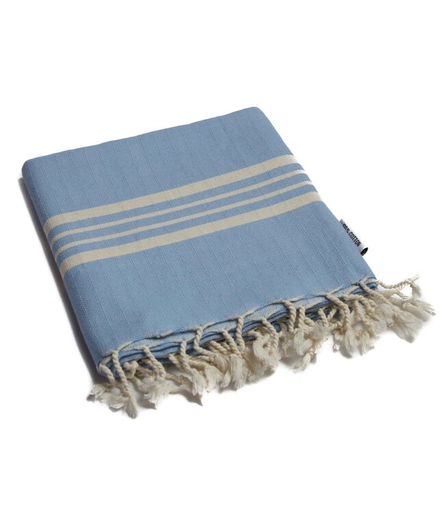 Hamamdoek/ plaid cotton - 160x220cm blauw 2 x 4 strepen