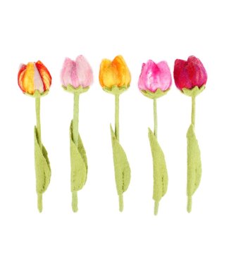 SjaalmetVerhaal Felt tulip - length 30 cm - assorti