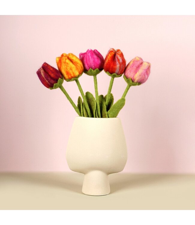 Vilten tulp lengte 38 cm - pastel assortiment