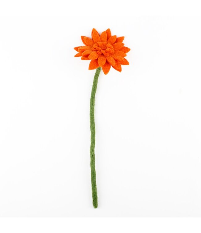 Vilten Gerbera - lengte 38 cm -  oranje