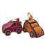 Baskets, Beads & Basics Straw basket car fuchsia-green L25xH15