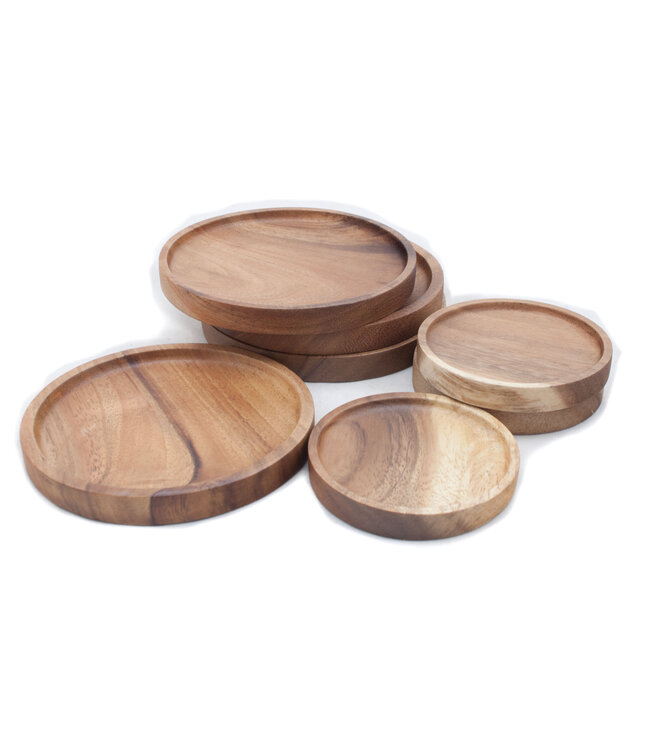 Houten onderzetter acaciahout met rand D10cm