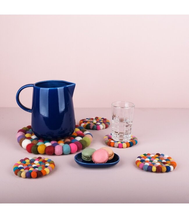 Felt coaster round 9 cm multicolour