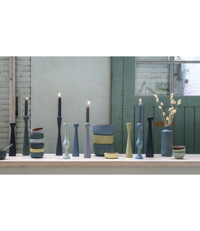 Wooden candleholder 30 cm blue