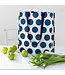 Shopper 40x34 cm recycled plastic white with dark blue dots