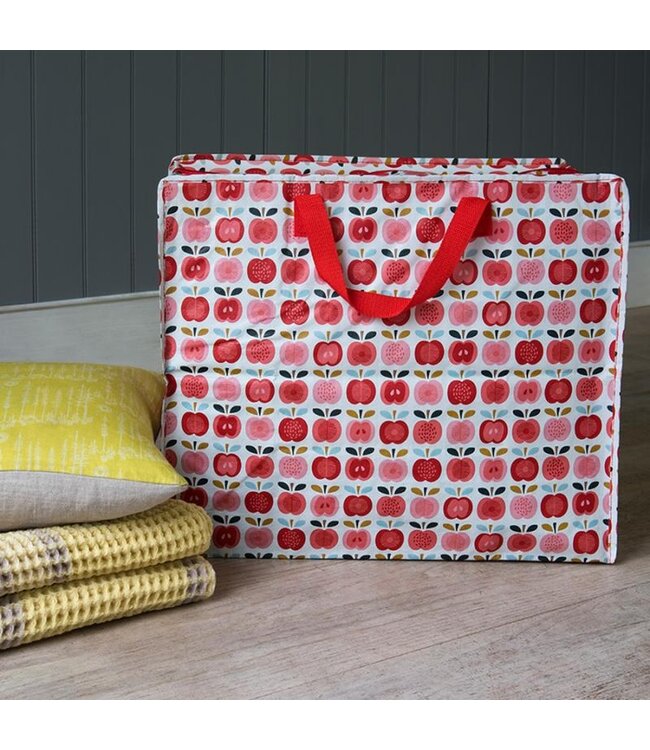 Big storage bag recycled plastic 55cm Apples vintage