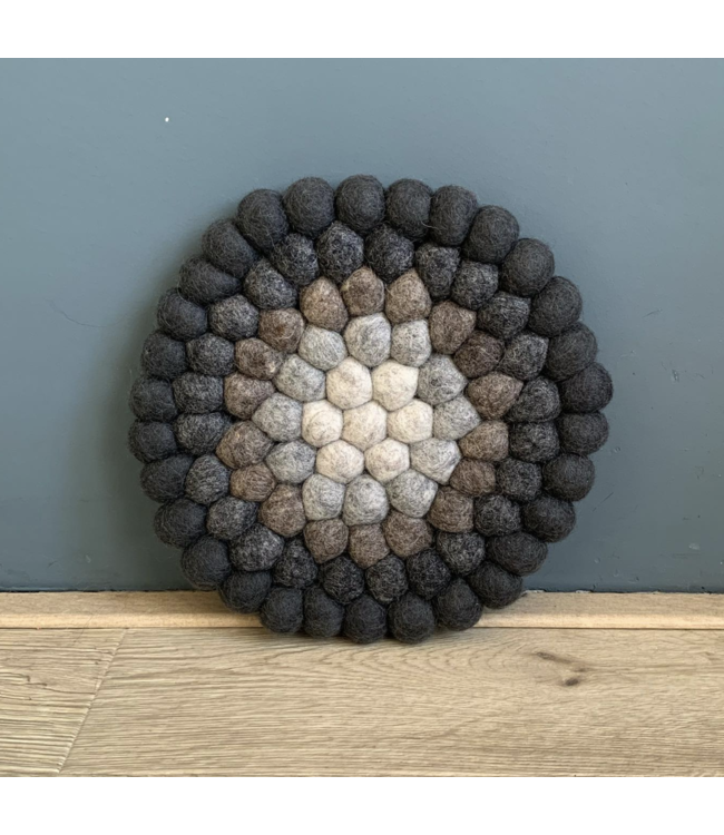 Felt round coaster black-grey-brown 20 cm