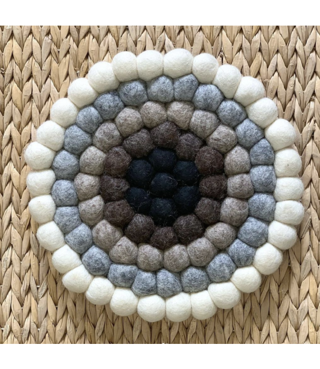 Felt round coaster black-grey-white 20 cm