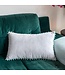Velours sierkussen grijs met mintgroene pompons 33x50cm